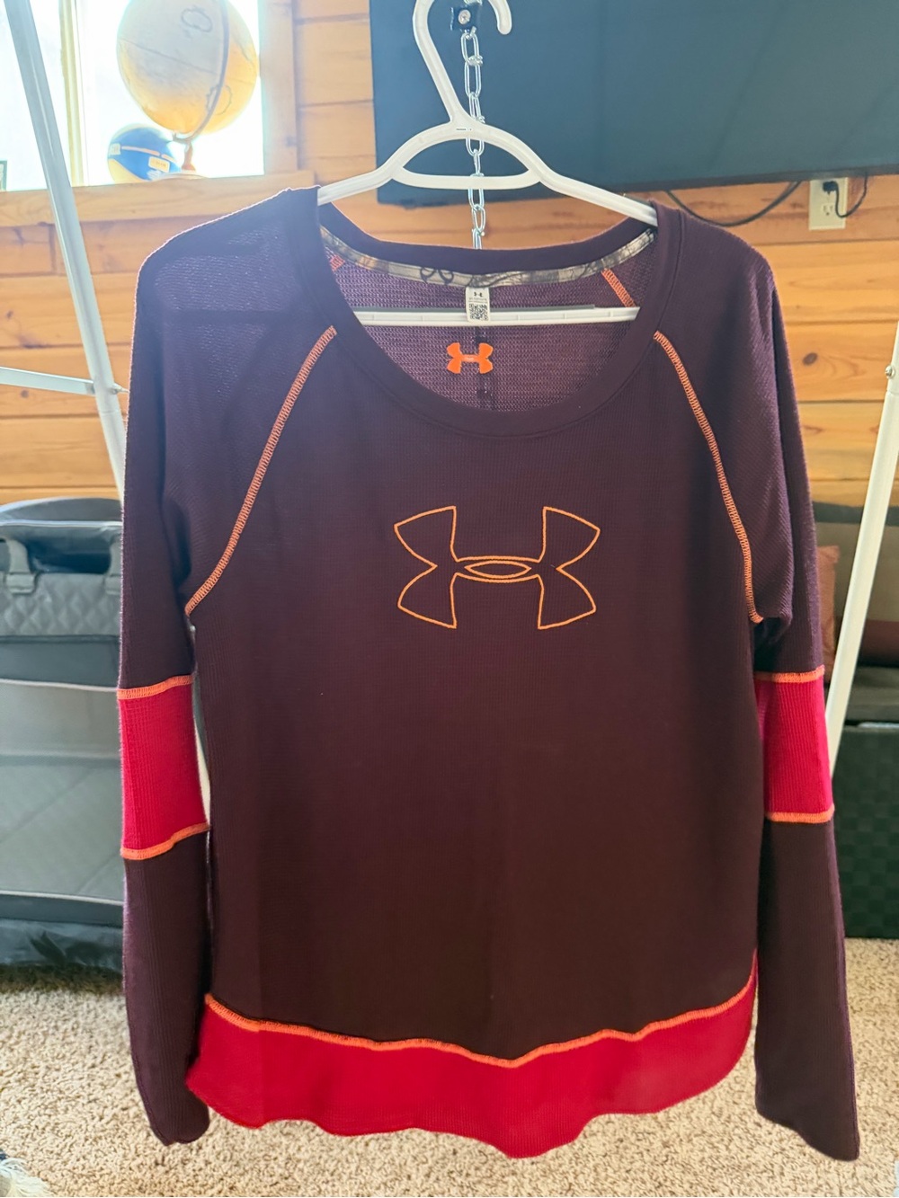 Under Armour Women's Maroon Performance Sweatshirt with Red Accents